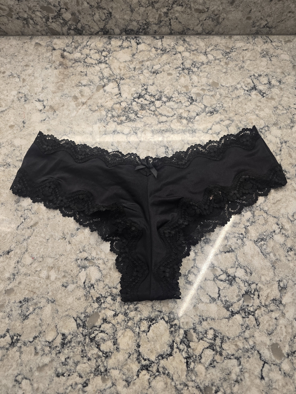 Victoria's Secret Black Lace Hipster Panty with Bow
